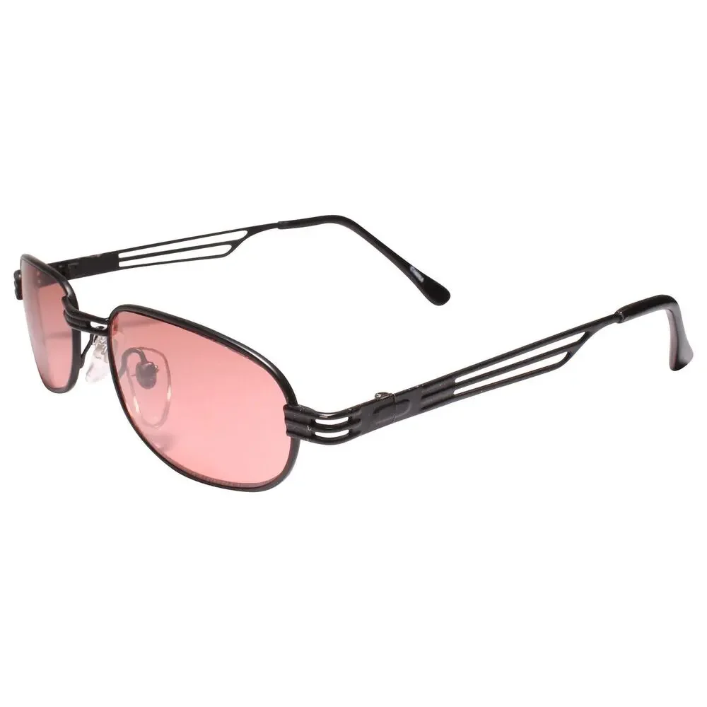 Pink Lens Black Rectangle Sunglasses 90s Vintage Style